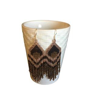 Flawless Fringe Earrings Rose & Dark Brown